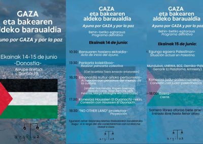 Ayuno en solidaridad con la población de Gaza y por la PAZ